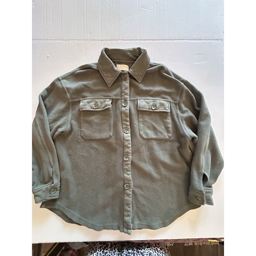 Z Supply Austen Washed Olive Green Shirt Jacket‎ Shacket Saddle Utility Sz Small